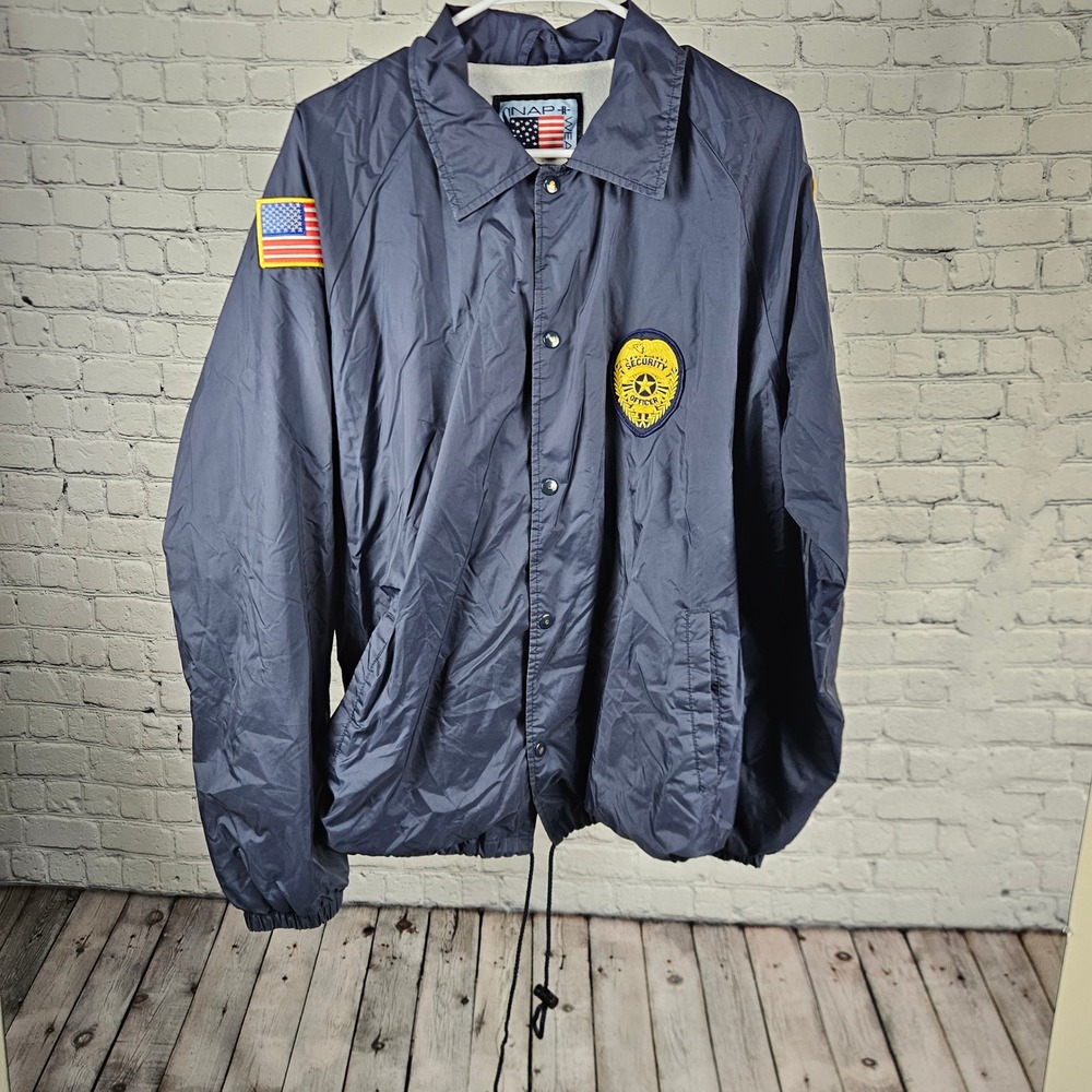 Vintage Snap-Wear Security Jacket Navy Blue IPSC Guard Division Windbreaker M